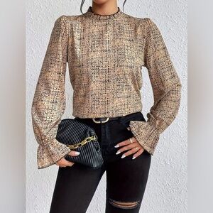 NWT-Dusk Print Mock Neck Blouse